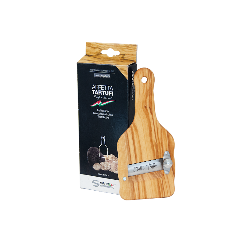 Mandoline à truffes en acier inoxydable avec manche en bois foncé (2 cotés)  - Gourmandise de luxe by Kaspia